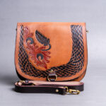 Cowhide Tooling Carving Fringe Bag
