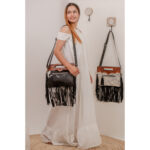 Cowhide Tooling Carving Fringe Bag