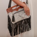 Cowhide Tooling Carving Fringe Bag - Image 3