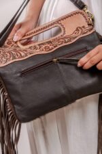 Cowhide Tooling Carving Fringe Bag - Image 4