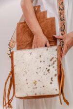 Cowhide Tooling Carving Fringe Bag - Image 5