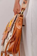 Cowhide Tooling Carving Fringe Bag - Image 7
