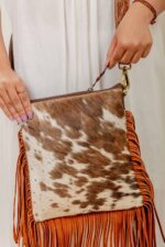 Cowhide Tooling Carving Fringe Bag - Image 5