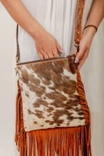Cowhide Tooling Carving Fringe Bag - Image 6