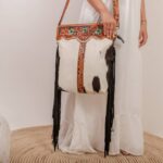 Cowhide Tooling Carving Fringe Bag - Image 3