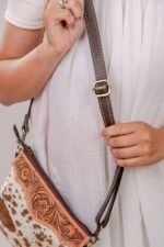 Cowhide Tooling Carving Sling Bag - Image 4
