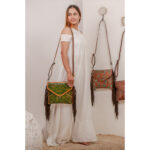 Cowhide Tooling Carving Fringe Bag