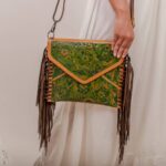 Cowhide Tooling Carving Fringe Bag - Image 6