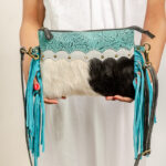 Cowhide Tooling Carving Fringe Bag - Image 4