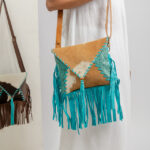 Cowhide Tooling Carving Fringe Bag - Image 4