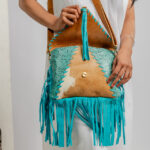 Cowhide Tooling Carving Fringe Bag - Image 6