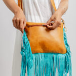Cowhide Tooling Carving Fringe Bag - Image 3