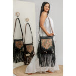 Cowhide Tooling Carving Fringe Bag