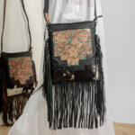 Cowhide Tooling Carving Fringe Bag - Image 3