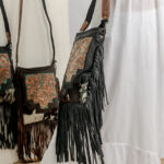 Cowhide Tooling Carving Fringe Bag - Image 5