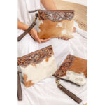Cowhide Tooling Carving Clutch