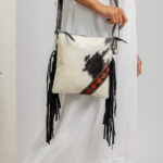 Cowhide Tooling Carving Fringe Bag - Image 4