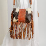 Cowhide Tooling Carving Fringe Bag - Image 3