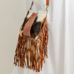 Cowhide Tooling Carving Fringe Bag - Image 4