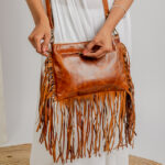 Cowhide Tooling Carving Fringe Bag - Image 5