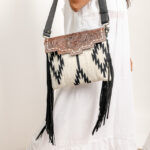Cowhide Tooling Carving Fringe Bag - Image 3