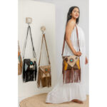 Cowhide Tooling Carving Fringe Bag