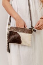 Ashley Cowhide Tooling Carving Sling Bag - Image 6