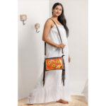 Cowhide Tooling Carving Fringe Bag
