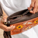 Cowhide Tooling Carving Fringe Bag - Image 6