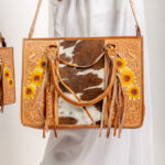 Cowhide Tooling Carving Handbag - Image 3