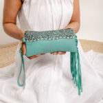 Cowhide Tooling Carving Fringe Bag - Image 3