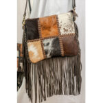 Cowhide Patch Fringe Bag