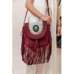 Suede Leather Cowhide Fringe Bag - Image 4