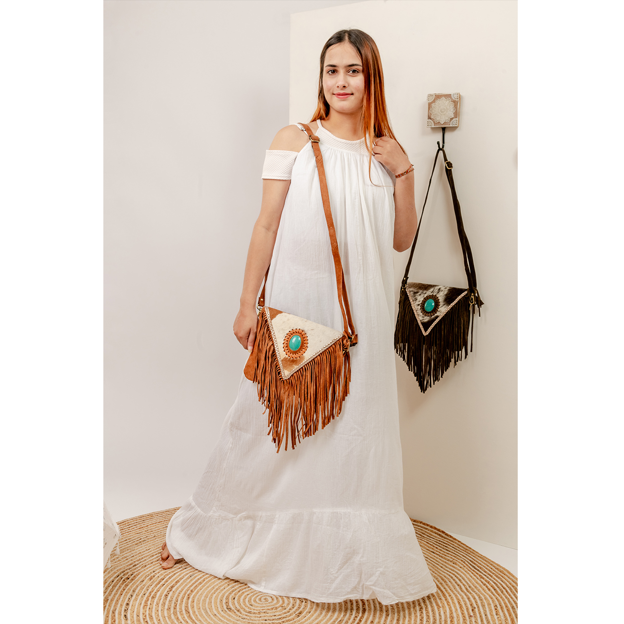 19027-1.jpg Venus Cowhide Fringe Bag - Image 1