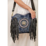 Patch Cowhide Fringe Bag - Image 4