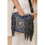 Patch Cowhide Fringe Bag - Image 2