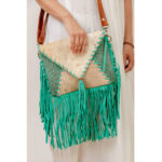 Cowhide Tooling Carving Fringe Bag