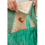 Cowhide Tooling Carving Fringe Bag - Image 4