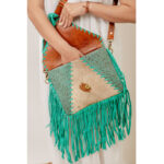 Cowhide Tooling Carving Fringe Bag - Image 6