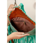 Cowhide Tooling Carving Fringe Bag - Image 8