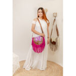 Dark Pink Cowhide Fringe Bag - Image 2