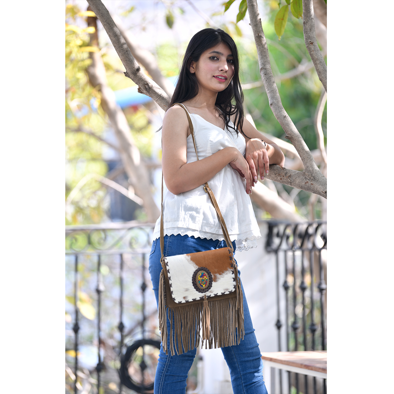 19060-4.jpg Cowhide Fringe Bag - Image 1