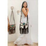Stone Flap Cowhide Fringe Bag