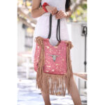 Pink Cowhide Bull Fringe Bag