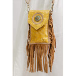 Yellow Cowhide Fringe Mobile Bag - Image 4