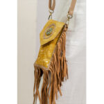 Yellow Cowhide Fringe Mobile Bag - Image 5