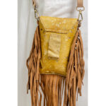 Yellow Cowhide Fringe Mobile Bag - Image 6