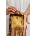 Yellow Cowhide Fringe Mobile Bag - Image 3