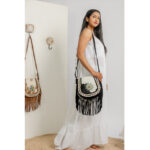 Natural Shell Cowhide Fringe Bag