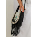 Natural Shell Cowhide Fringe Bag - Image 5